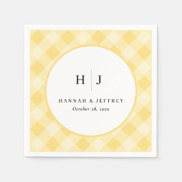 Servilleta De Papel Pastel Gingham Boda Napkins amarillo