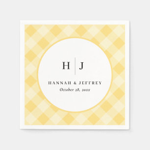 Servilleta De Papel Pastel Gingham Boda Napkins amarillo