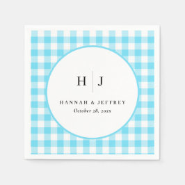 Servilleta De Papel Pastel Gingham Boda Napkins Blue