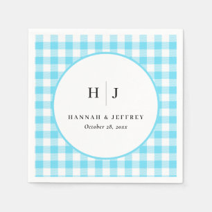 Servilleta De Papel Pastel Gingham Boda Napkins Blue