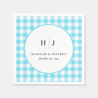 Servilleta De Papel Pastel Gingham Boda Napkins Blue