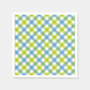 Servilleta De Papel Pastel Gingham Napkins Blue Green