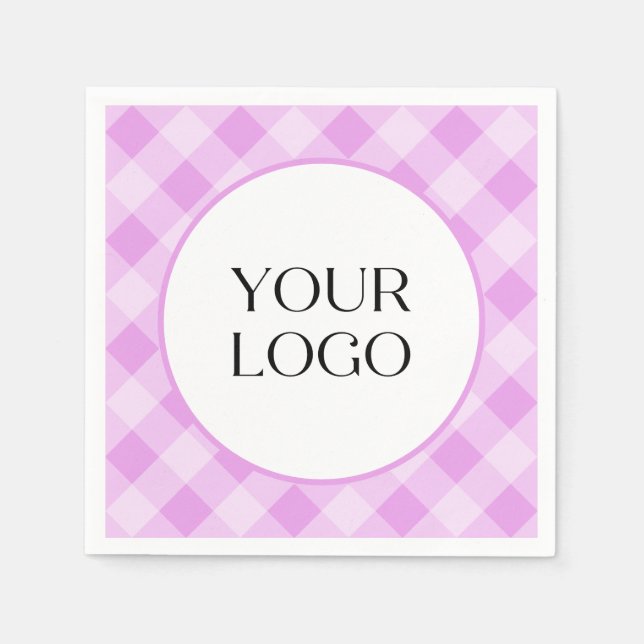 Servilleta De Papel Pastel Gingham Napkins Tu Logo Aquí Púrpura (Anverso)