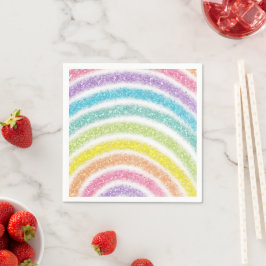 Servilleta De Papel Pastel Glitter Rainbow