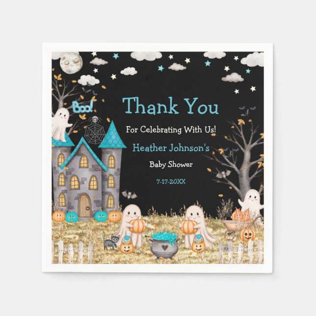 Servilleta De Papel Pastel Halloween Pequeño Boo Boy Baby Shower (Anverso)