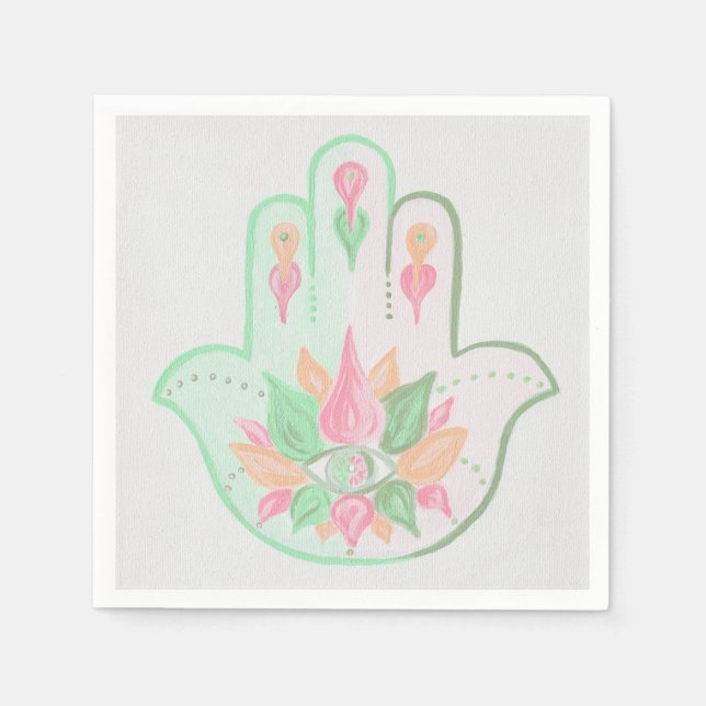 Servilleta De Papel Pastel Hamsa Napkins (Anverso)