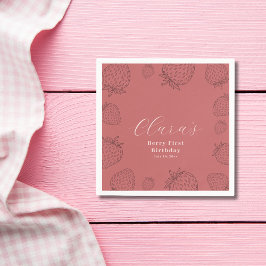 Servilleta De Papel Pastel Handraw Strawberry Birday