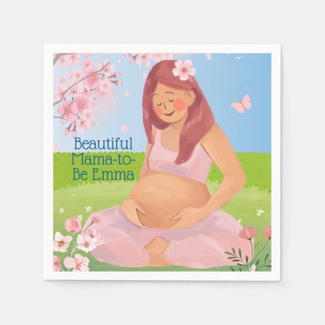 Servilleta De Papel Pastel Hermosa Mamá-Ser Baby Shower (Anverso)