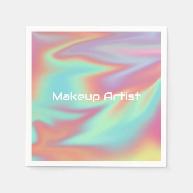 Servilleta De Papel Pastel Holographic Swirl Abstract (Anverso)