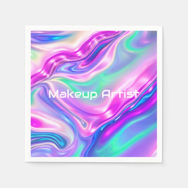 Servilleta De Papel Pastel Holographic Swirl Abstract (Anverso)