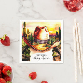 Servilleta De Papel Pastel Little Western Cowboy Baby Shower