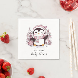 Servilleta De Papel Pastel Magical Penguin Baby Shower