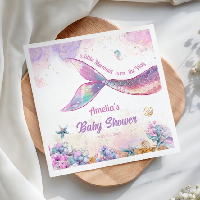 Servilleta De Papel Pastel Mermaid Tail Ocean Girl Celebration (Subido por el creador)