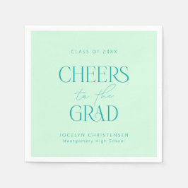 Servilleta De Papel Pastel Mint Green Personalized Cheers Grad Fiesta