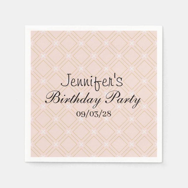 Servilleta De Papel Pastel Peach y Geométrica de Oro (Anverso)