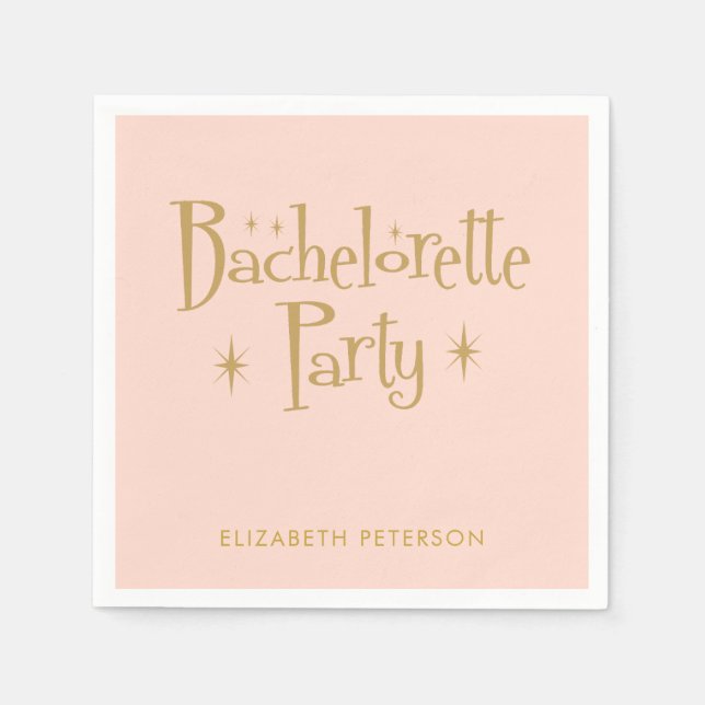 Servilleta De Papel Pastel Peachy Retro Bachelorette (Anverso)