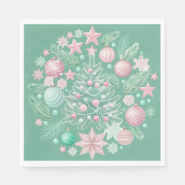 SERVILLETA DE PAPEL PASTEL PINK AND GREEN HOLIDAY CHRISTMAS THEME
