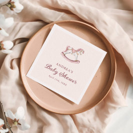 Servilleta De Papel Pastel Pink Cute Carousel Girl Baby Shower