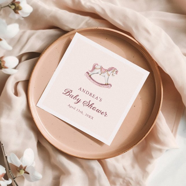 Servilleta De Papel Pastel Pink Cute Carousel Girl Baby Shower (Subido por el creador)