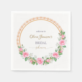Servilleta De Papel Pastel Pink Roses & Baby’s Breath Bridal Wreath