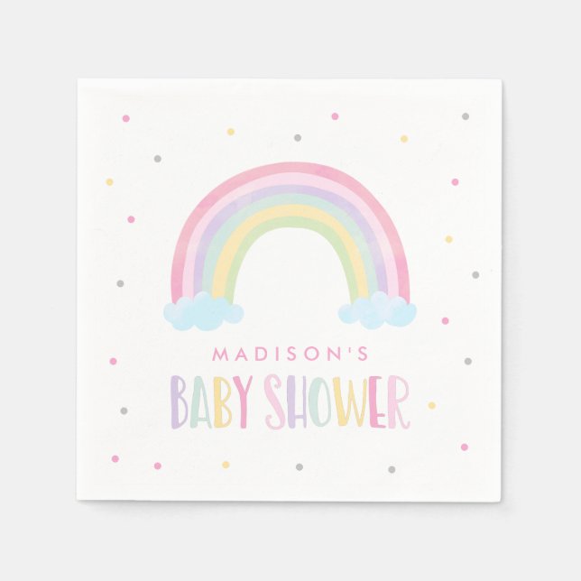 Servilleta De Papel Pastel Rainbow Baby Shower (Anverso)