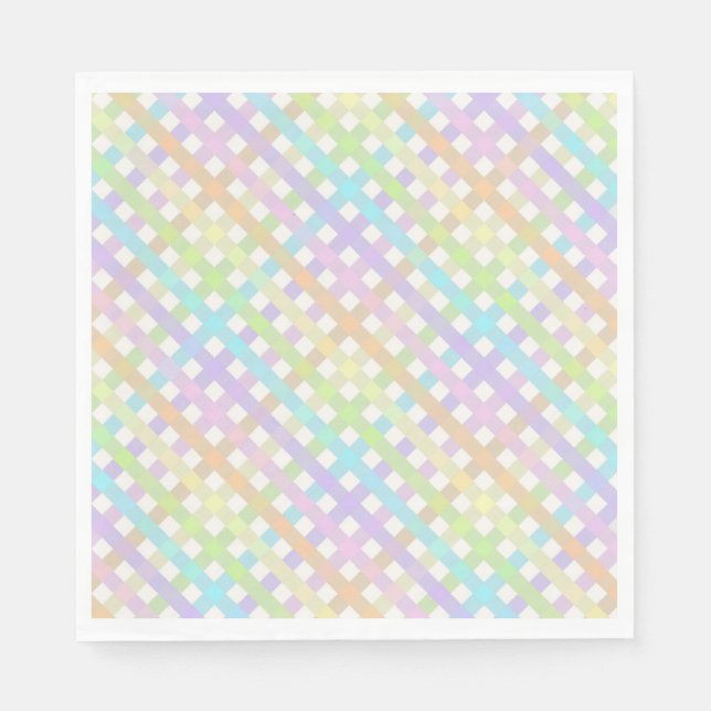 Servilleta De Papel Pastel Rainbow Gingham Plaid (Anverso)
