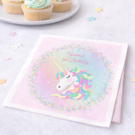 Servilleta De Papel Pastel Rainbow Sparkle Magical Unicorn Birthday 