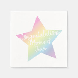 Servilleta De Papel Pastel Rainbow Stars Baby Shower Simple Moderno