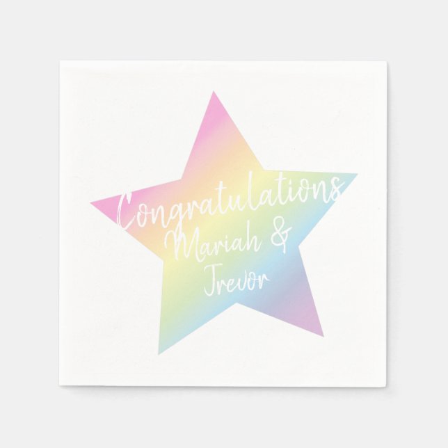 Servilleta De Papel Pastel Rainbow Stars Baby Shower Simple Moderno (Anverso)