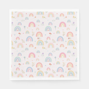 Servilleta De Papel Pastel Rainbows girly Flores y corazones silvestre