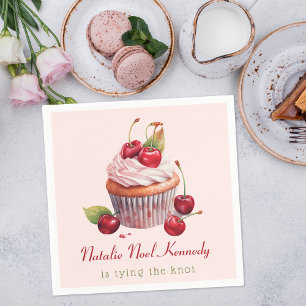 Servilleta De Papel Pastel Rosa Coquette Lazo Cereza Torta Estética Ch