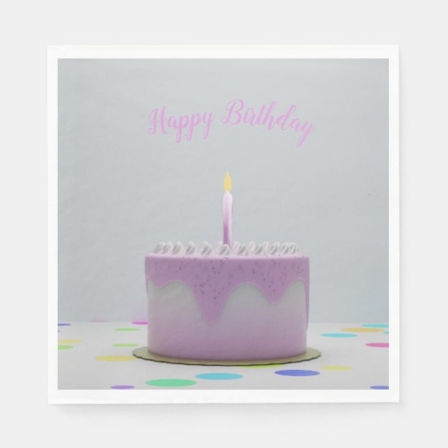 Servilleta De Papel Pastel rosa de cumpleaños (Anverso)