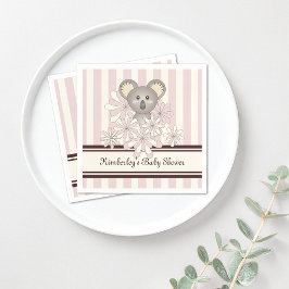 Servilleta De Papel Pastel Rosa Koala Kids Cumpleaños / Chica Baby Sho