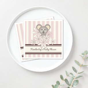 Servilleta De Papel Pastel Rosa Koala Kids Cumpleaños / Chica Baby Sho
