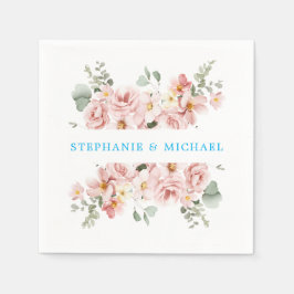 Servilleta De Papel Pastel Rubor Rosa Boda Botánico Floral