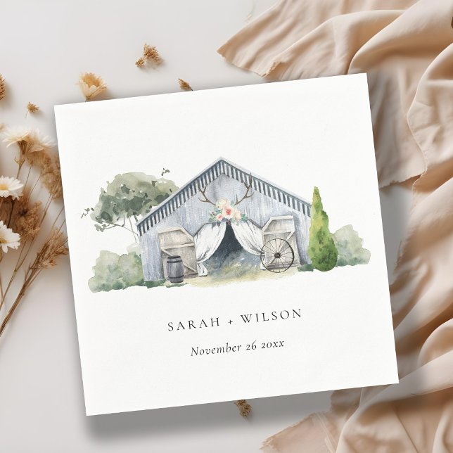 Servilleta De Papel Pastel Rústico Dusky Barnyard Boda Temática (Subido por el creador)