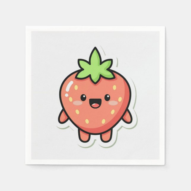 Servilleta De Papel Pastel Strawberry Aesthetic Sticker – Cute Fruit I (Anverso)
