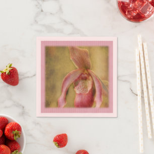 Servilleta De Papel Pastel Textured Lady Slipper Orchid Napkin