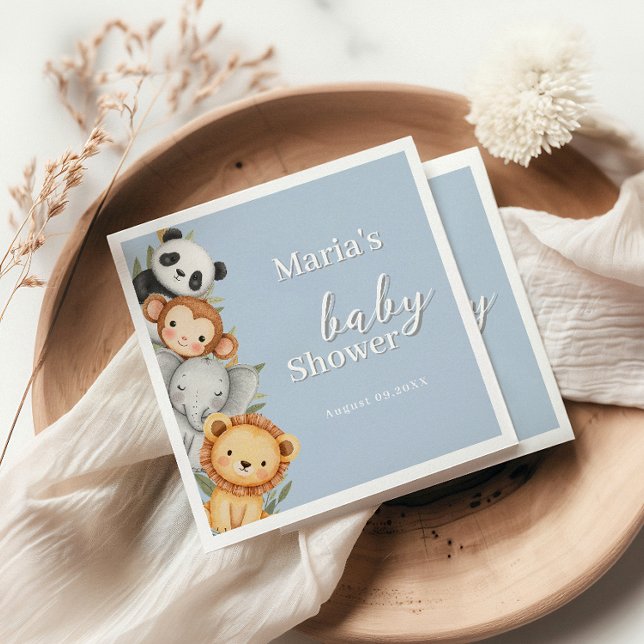 Servilleta De Papel Pastel Tropical Baby Shower Jungle Safari Animales (Subido por el creador)