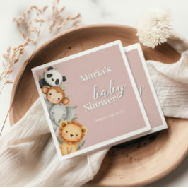 Servilleta De Papel Pastel Tropical Baby Shower Jungle Safari Animales