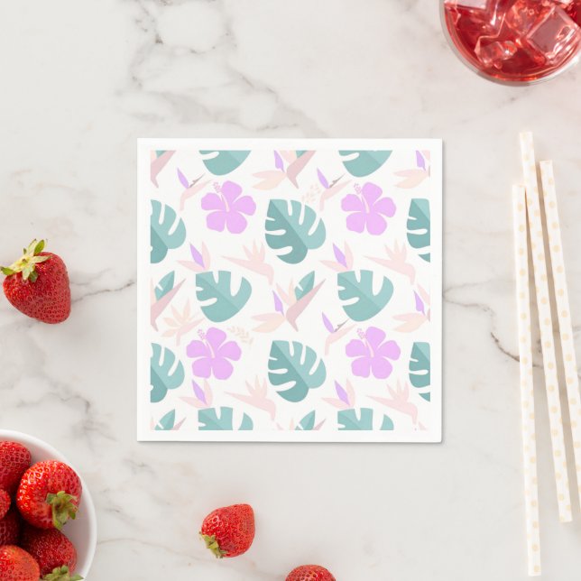 Servilleta De Papel Pastel Tropical Floral Pattern (In situ)