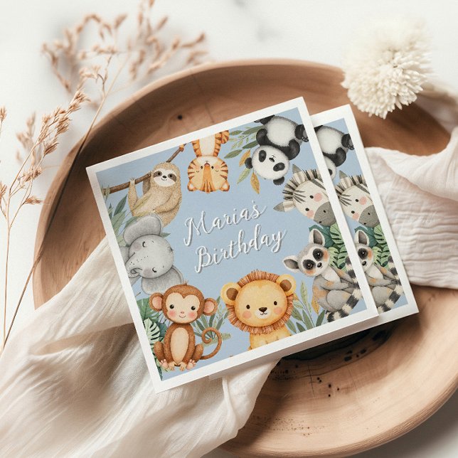 Servilleta De Papel Pastel Tropical Salvaje Una Selva Animales Safari (Subido por el creador)