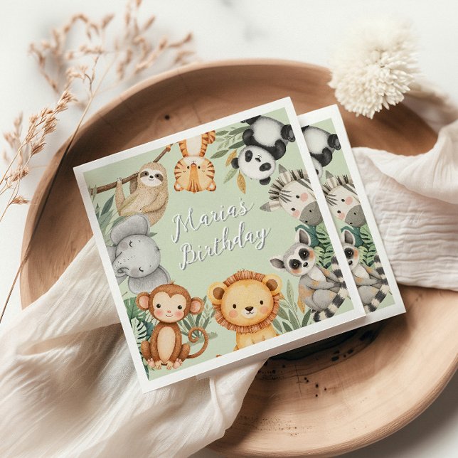 Servilleta De Papel Pastel Tropical Salvaje Una Selva Animales Safari (Subido por el creador)