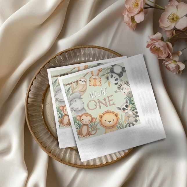 Servilleta De Papel Pastel Tropical Salvaje Una Selva Animales Safari (Subido por el creador)