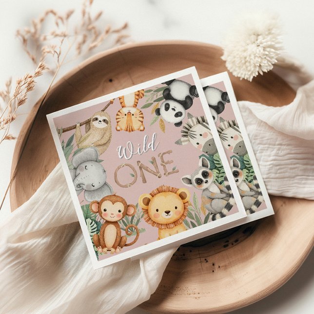 Servilleta De Papel Pastel Tropical Salvaje Una Selva Animales Safari (Subido por el creador)