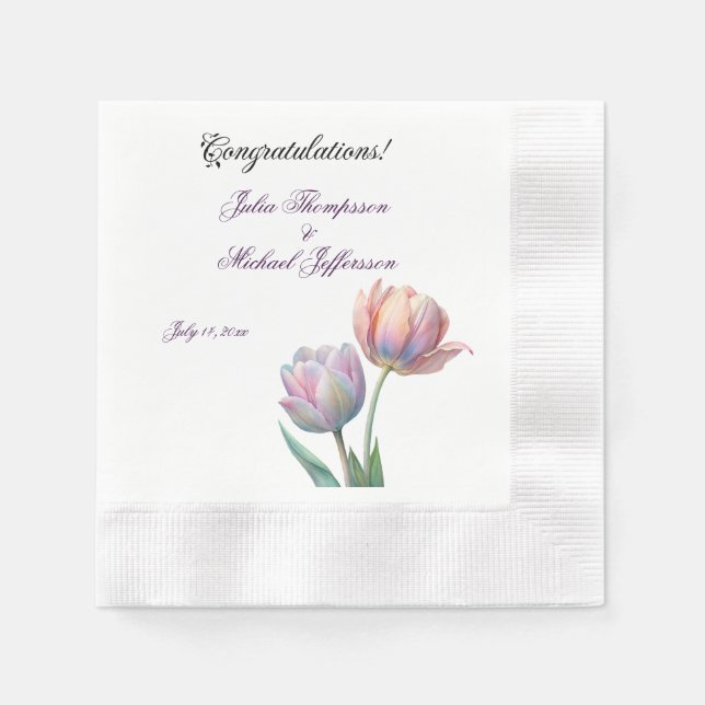 Servilleta De Papel Pastel Tulip Boda Suite Típografía elegante (Anverso)