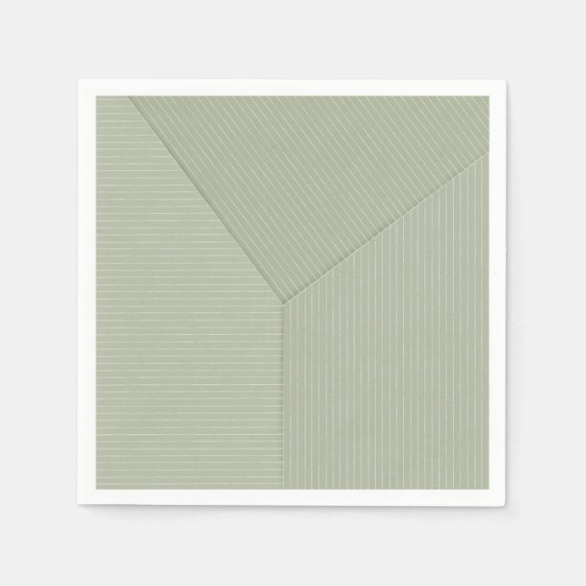 Servilleta De Papel pastel verde, líneas finas sobre verde claro. (Anverso)