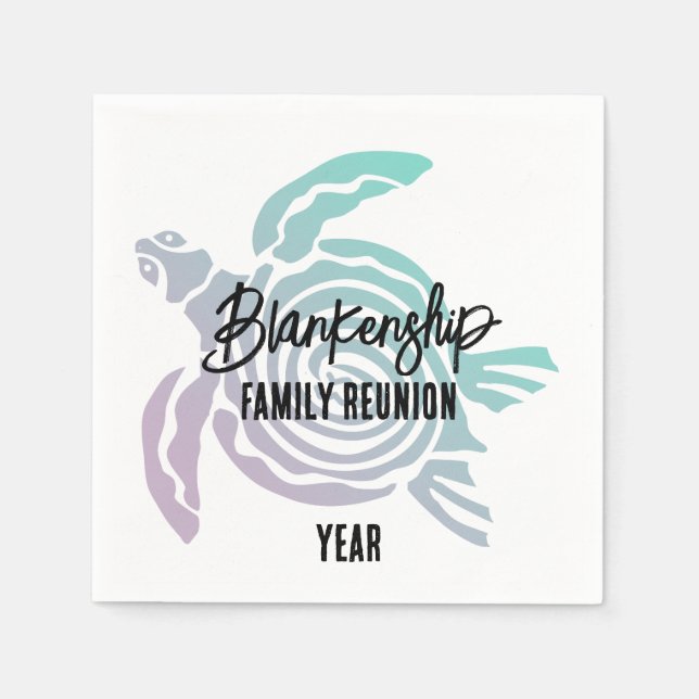 Servilleta De Papel Pastel Verde Púrpura Tribal Reunion familiar (Anverso)