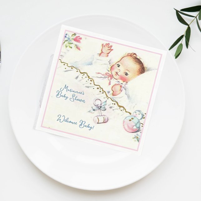 Servilleta De Papel Pastel Vintage Baby Baby Shower (Subido por el creador)