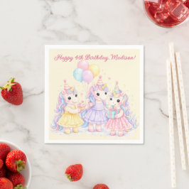 Servilleta De Papel Pastel Watercolor Unicorn Girls Birthday